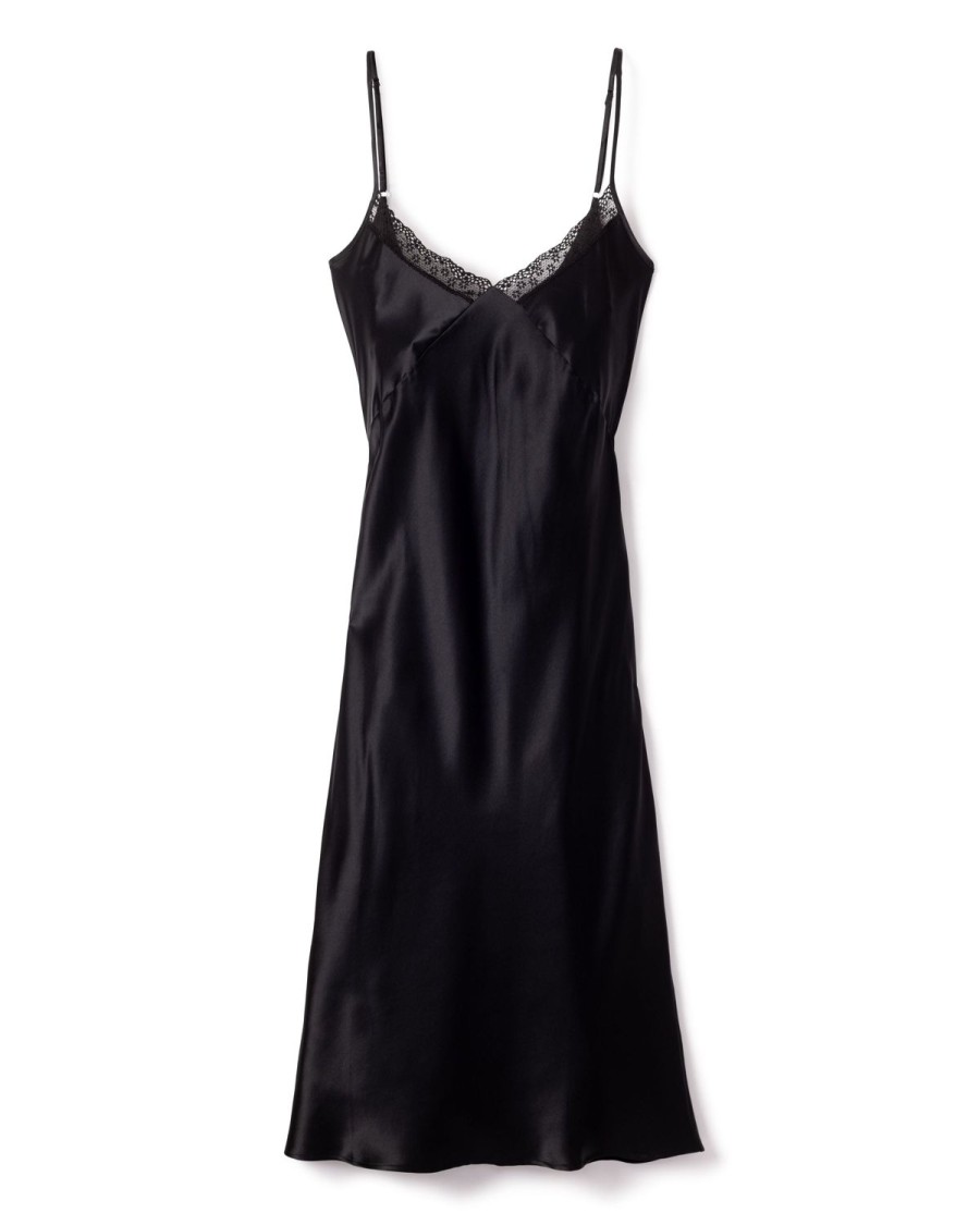 Women Petite Plume | Women'S Silk Lace Cosette Nightgown In Black