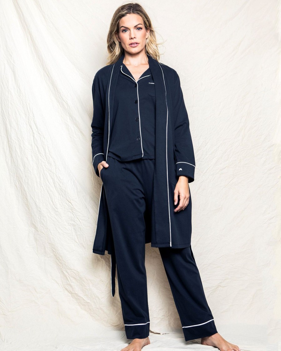 Women Petite Plume | Women'S Pima Robe In Navy