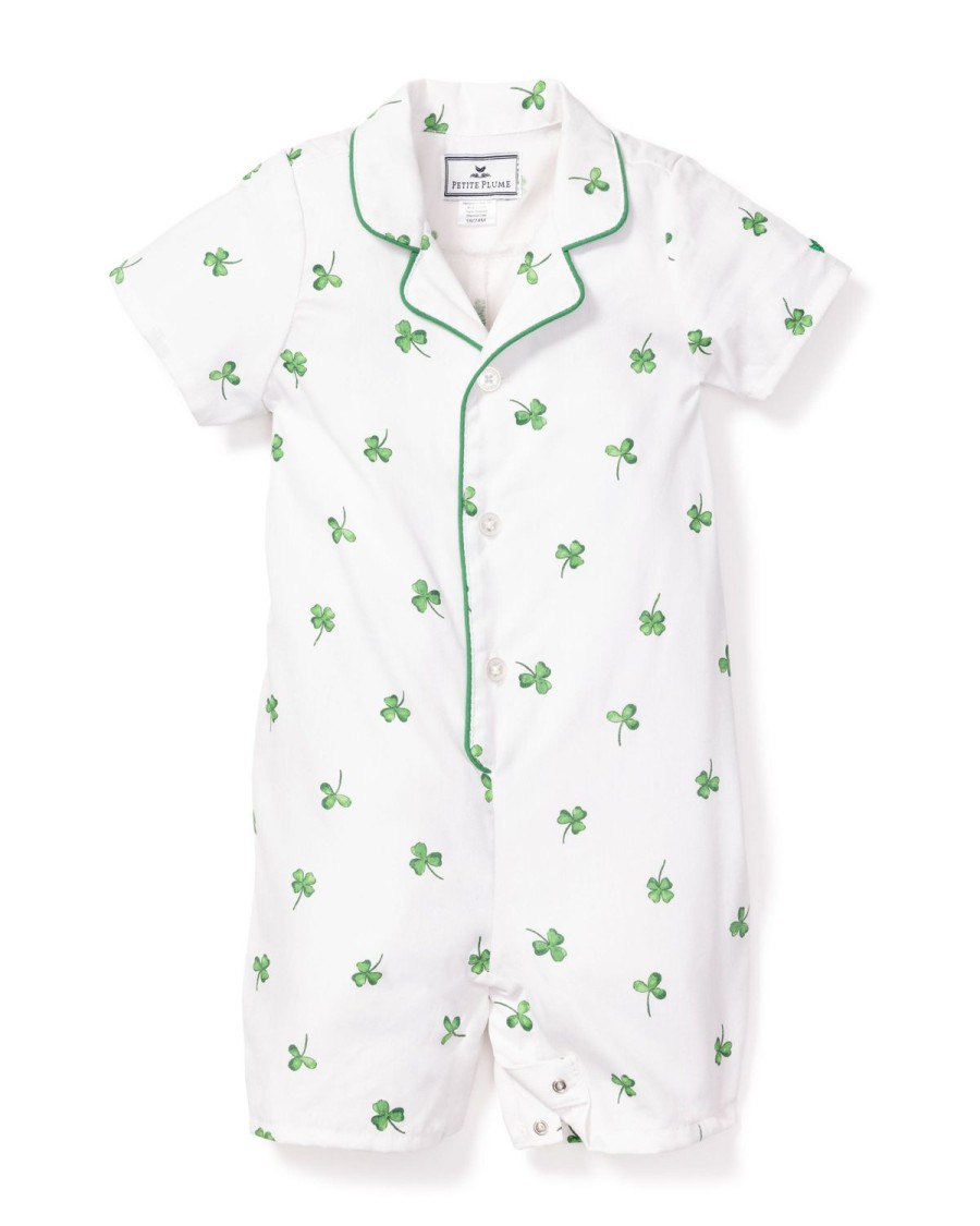 Kids Petite Plume Rompers | Baby'S Twill Romper In Shamrocks