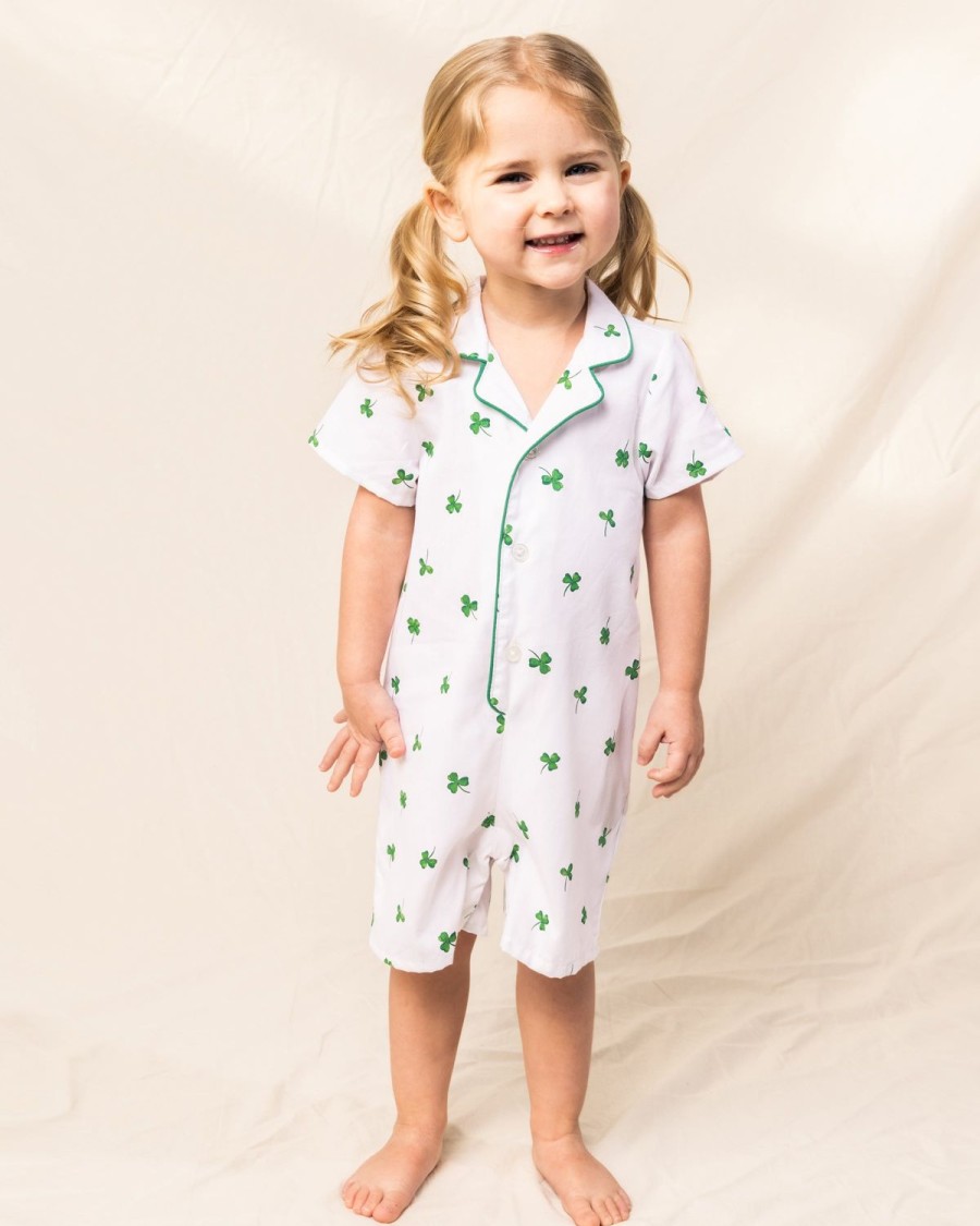 Kids Petite Plume Rompers | Baby'S Twill Romper In Shamrocks