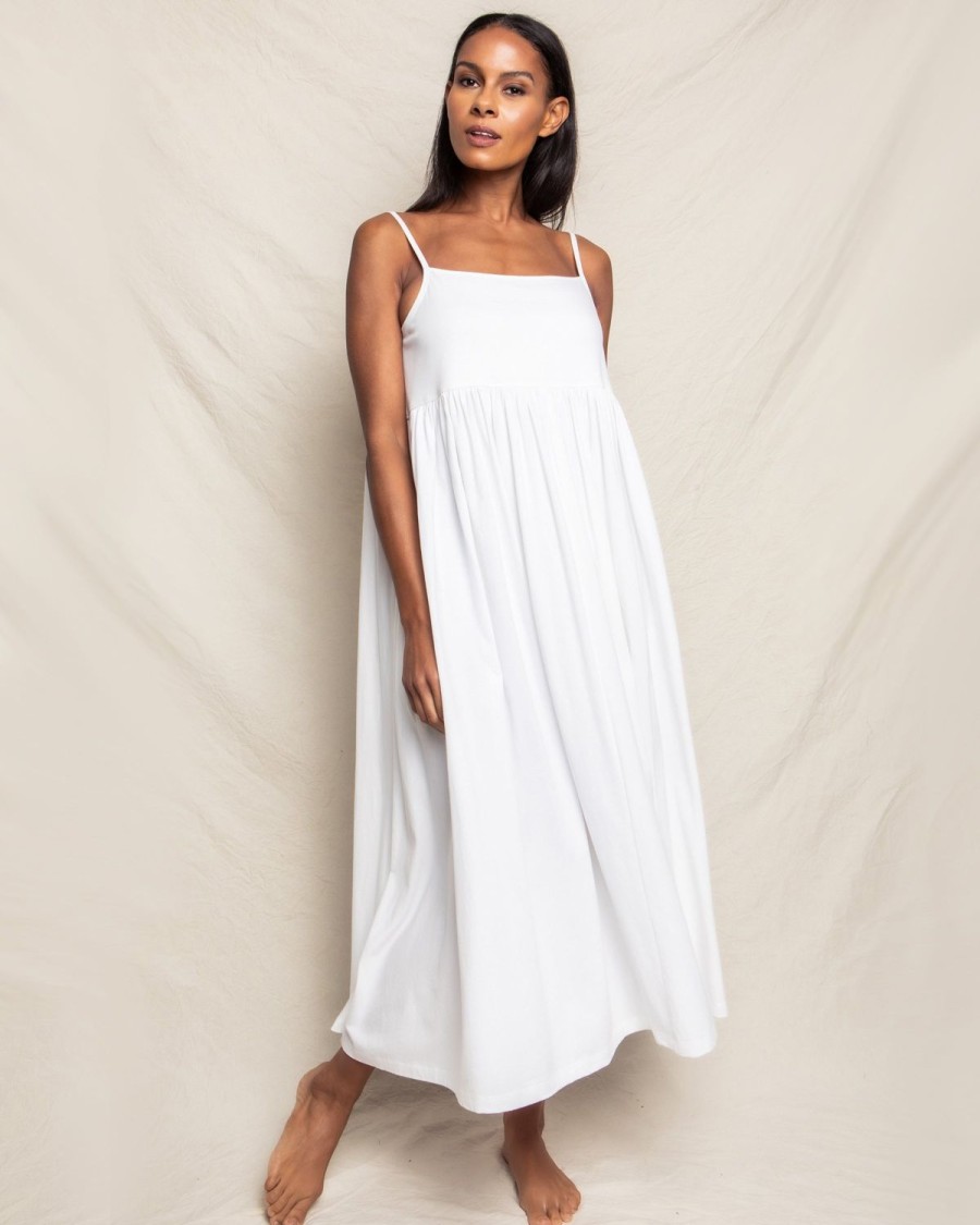 Women Petite Plume | Women'S Pima Serene Lounge Dress In White