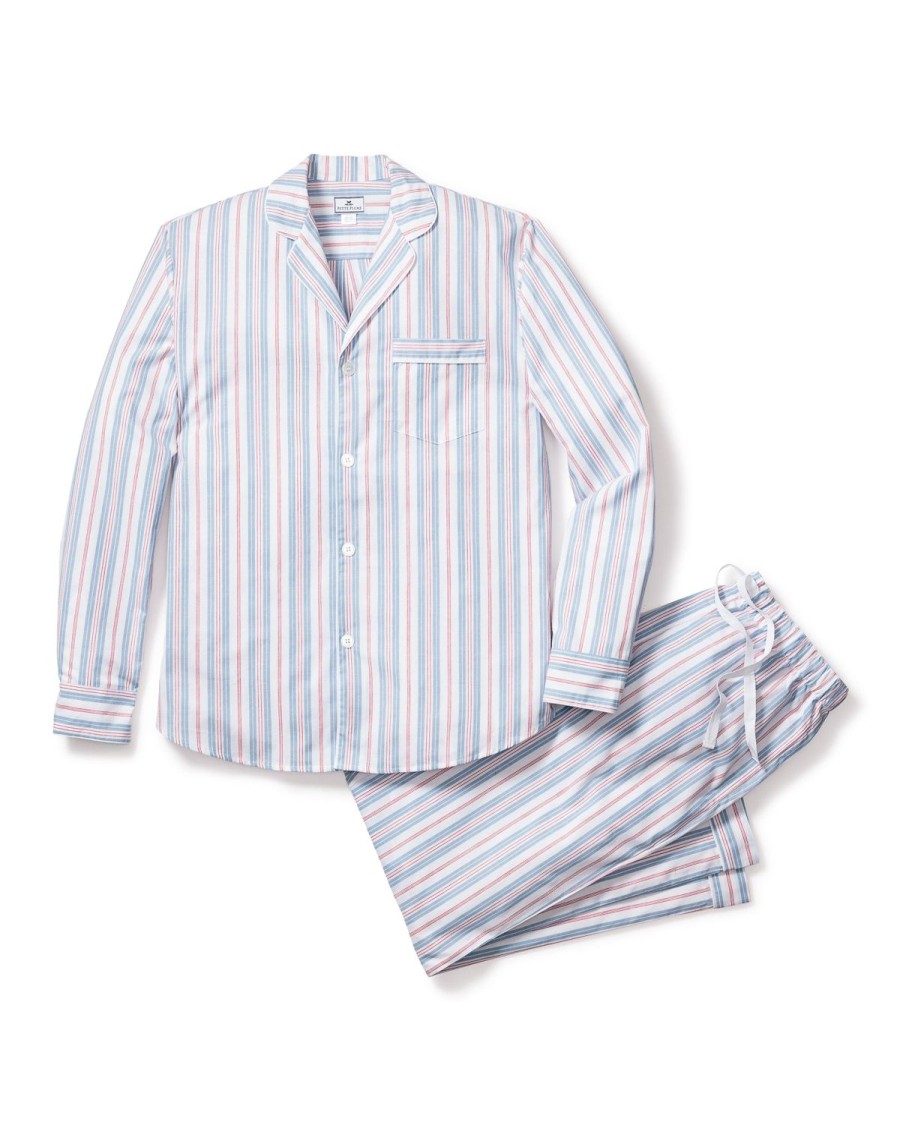 Men Petite Plume | Men'S Twill Pajama Set In Vintage French Stripes