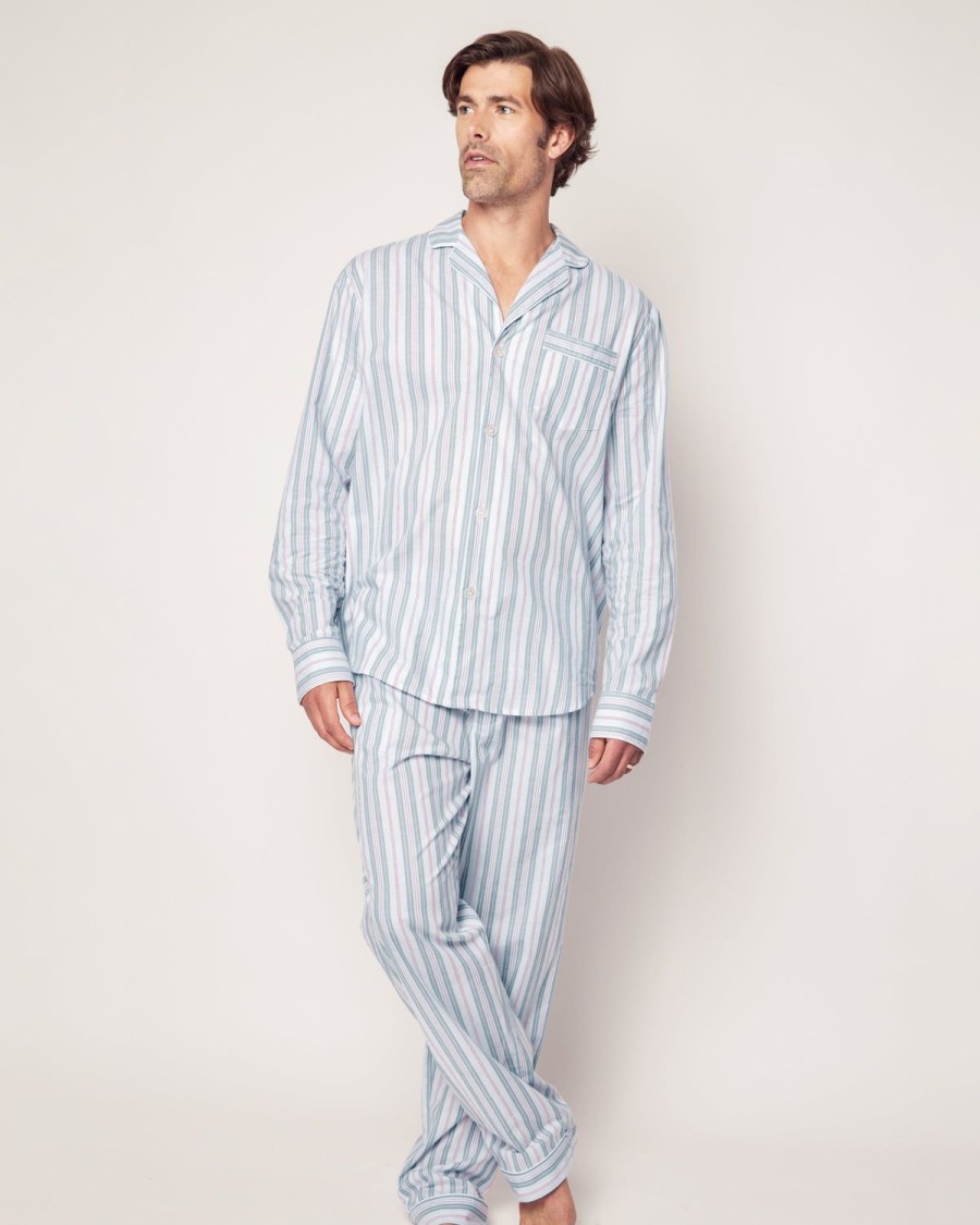 Men Petite Plume | Men'S Twill Pajama Set In Vintage French Stripes