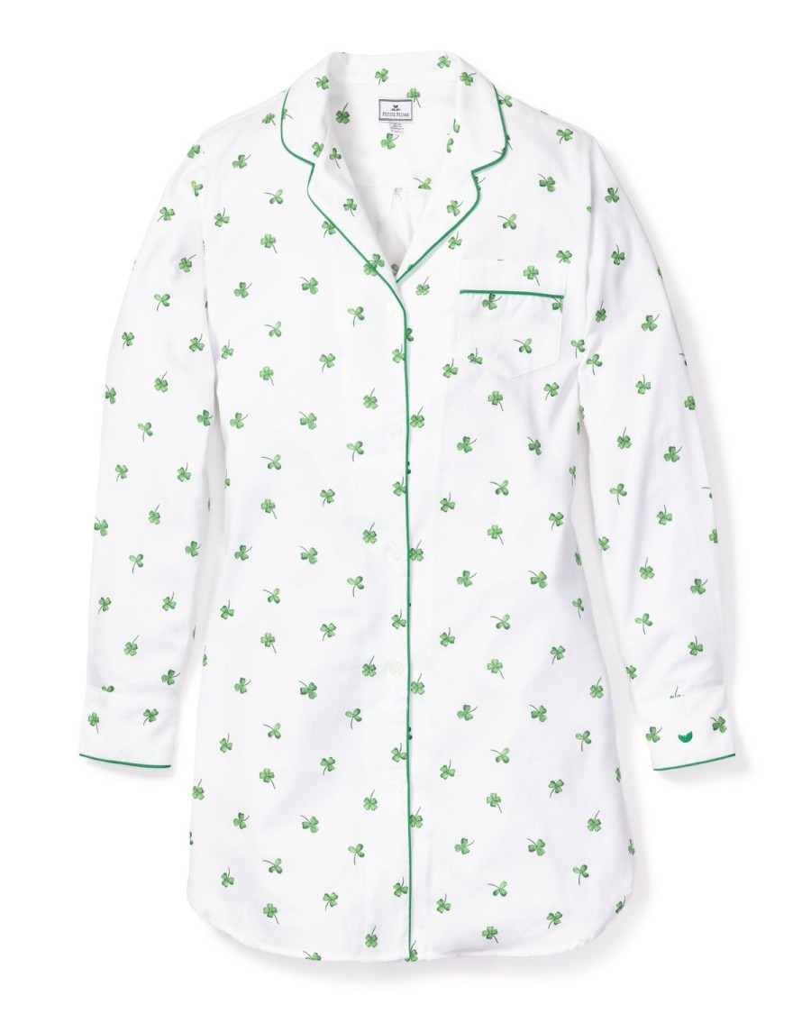 Women Petite Plume | Women'S Twill Nightshirt In Shamrocks