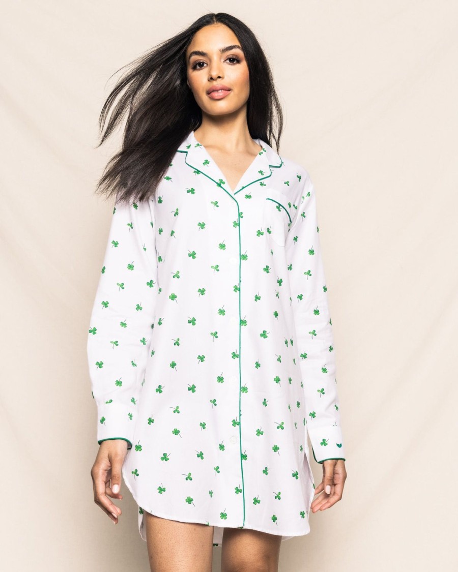 Women Petite Plume | Women'S Twill Nightshirt In Shamrocks