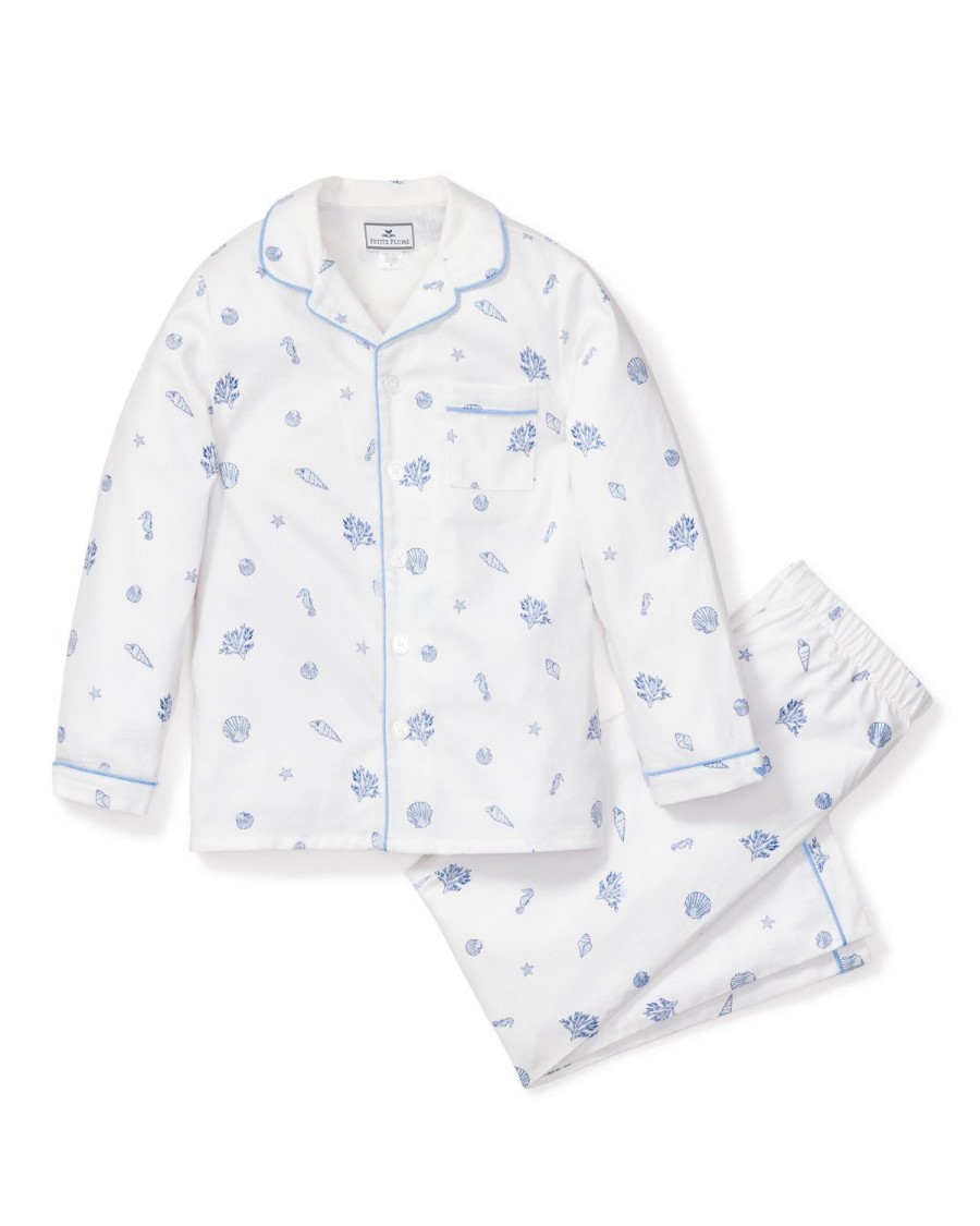 Kids Petite Plume Pajamas | Kid'S Twill Pajama Set In Suffolk Seashells