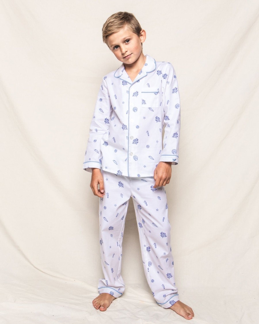 Kids Petite Plume Pajamas | Kid'S Twill Pajama Set In Suffolk Seashells