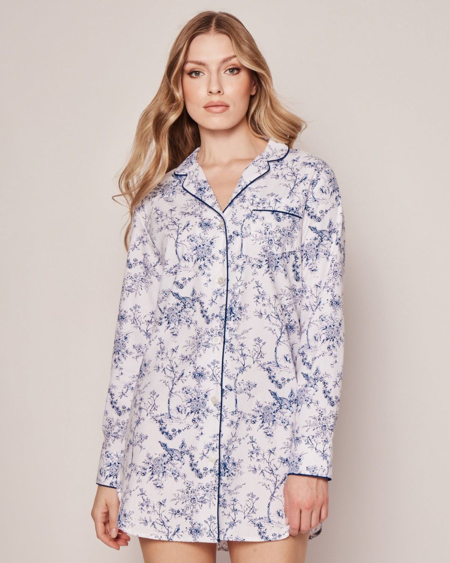 Women Petite Plume | Women'S Twill Nightshirt In Timeless Toile