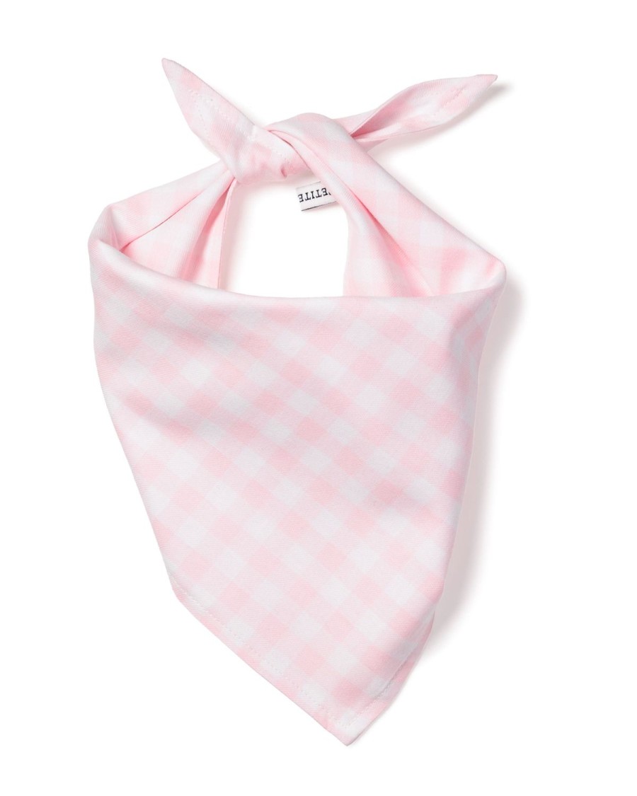 Home Petite Plume | Dog Twill Bandana In Pink Gingham