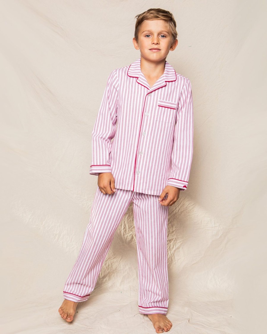 Kids Petite Plume Pajamas | Kid'S Twill Pajama Set In Antique Red Ticking