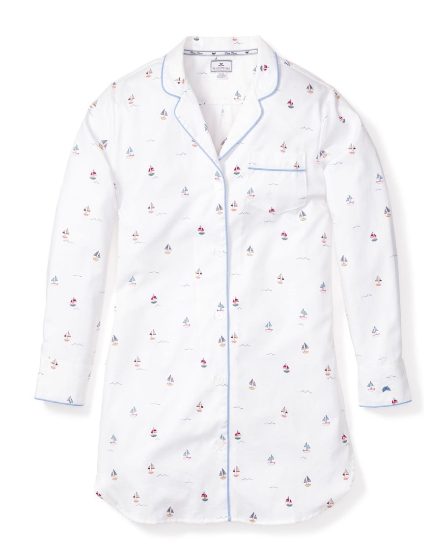 Women Petite Plume | Women'S Twill Nightshirt In Bateau