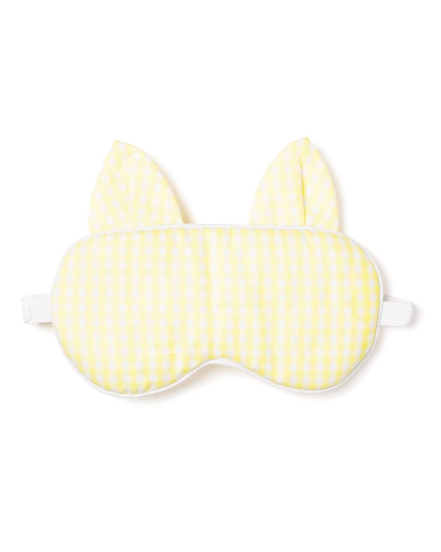 Women Petite Plume | Adult'S Twill Kitty Sleep Mask In Yellow Gingham