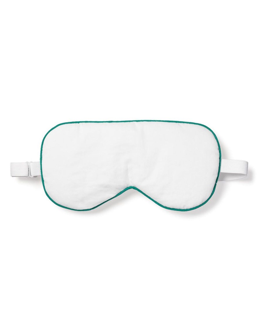 Men Petite Plume | Adult'S Sleep Mask In White With Green Piping