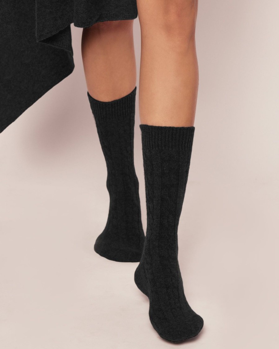 Women Petite Plume | Women'S Cashmere Socks In Black