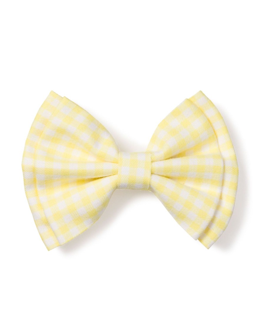 Kids Petite Plume Accessories | Girl'S Twill Hair Bows In Yellow Gingham