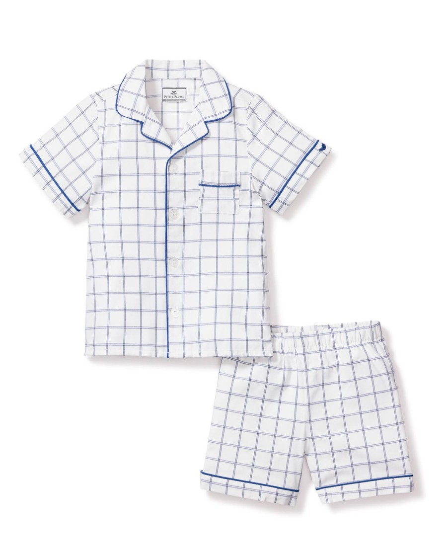 Kids Petite Plume Pajamas | Kid'S Twill Pajama Short Set In Nantucket Tattersall