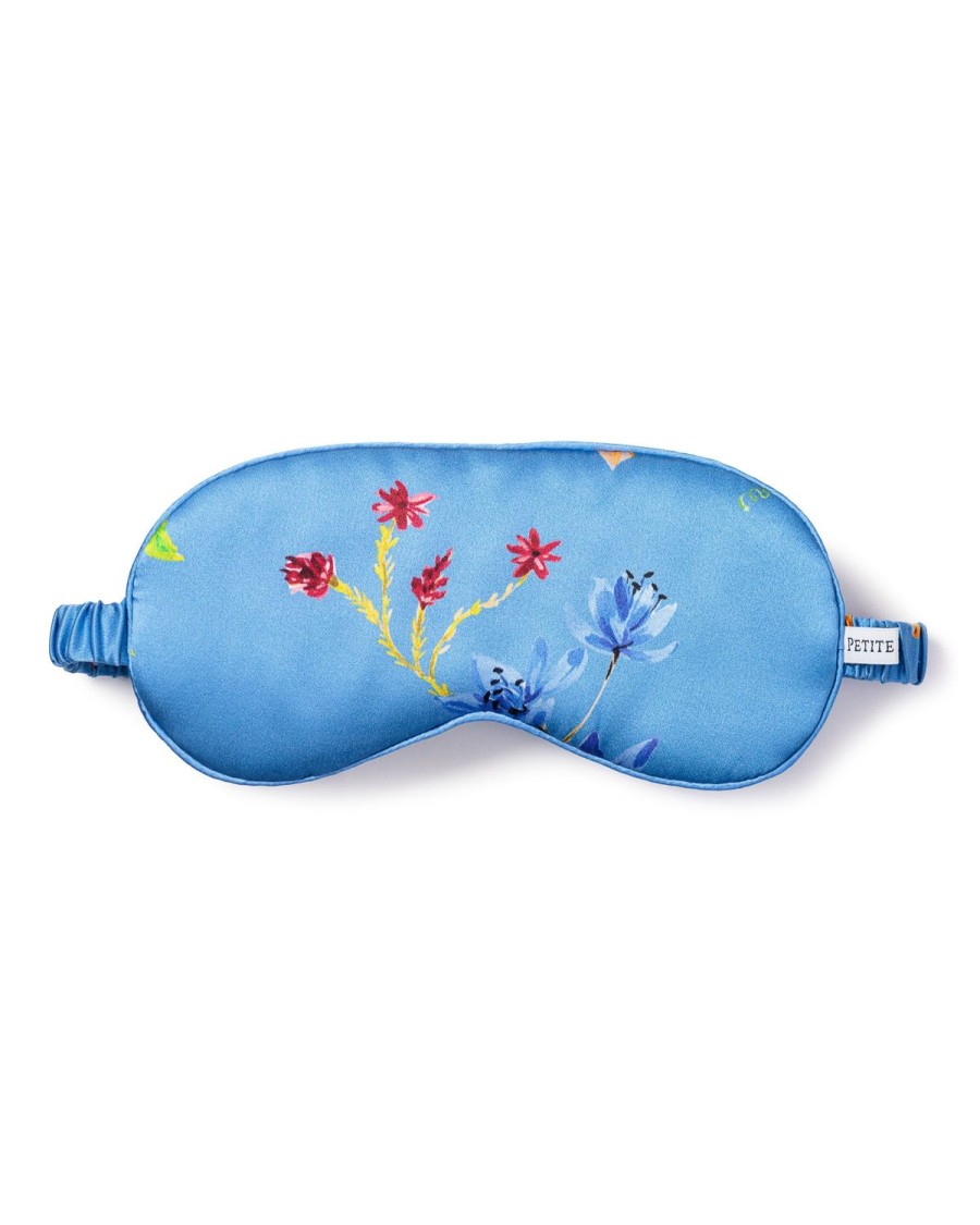 Women Petite Plume | Women'S Silk Sleep Mask In Azure Brilliant Botanical