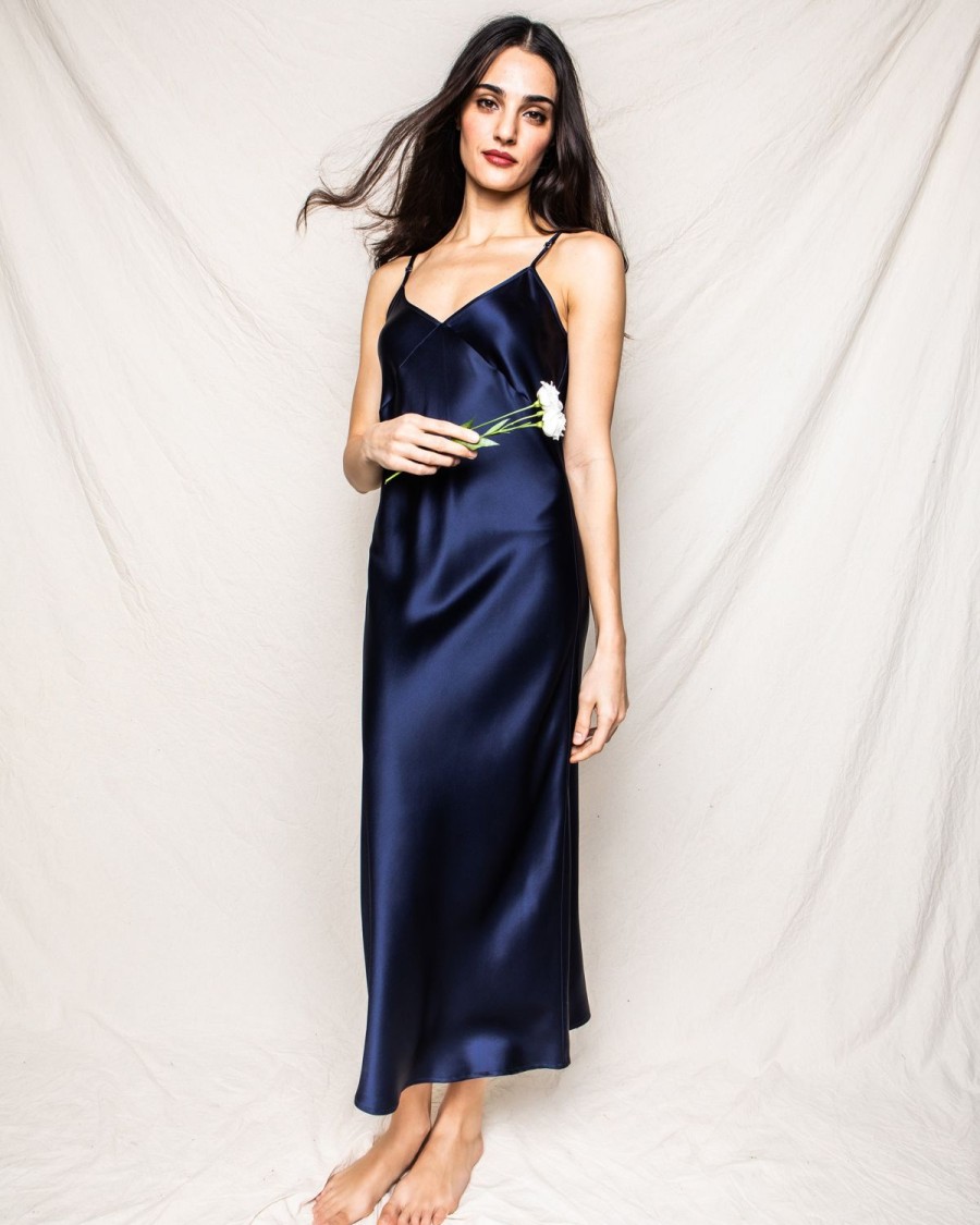 Women Petite Plume | Women'S Silk Cosette Nightgown In Navy