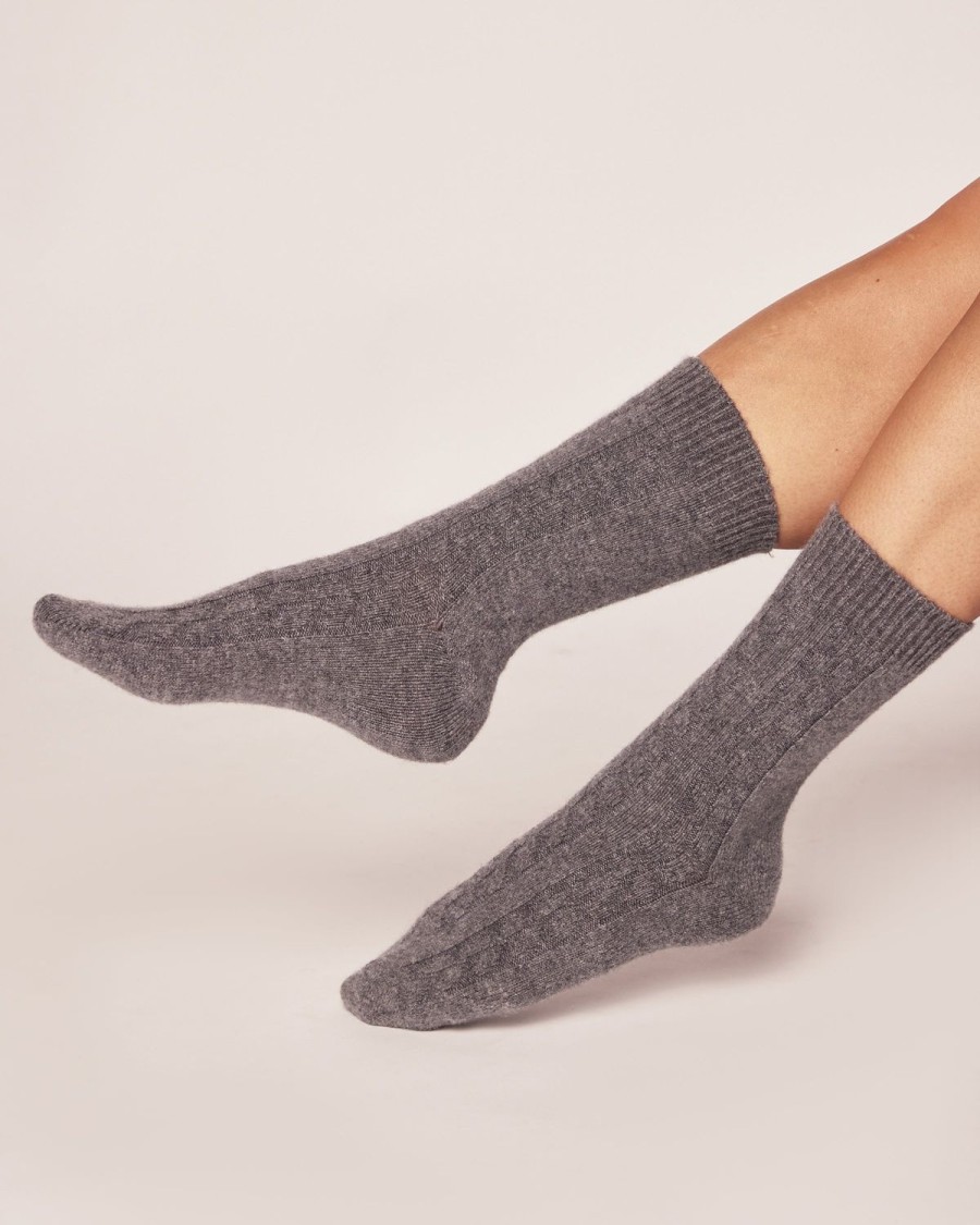 Women Petite Plume | Women'S Cashmere Socks In Dark Grey