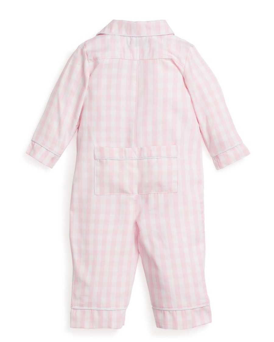 Kids Petite Plume Rompers | Baby'S Twill Romper In Pink Gingham