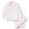 Kids Petite Plume Pajamas | Kid'S Twill Pajama Set In Pink And White Stripe