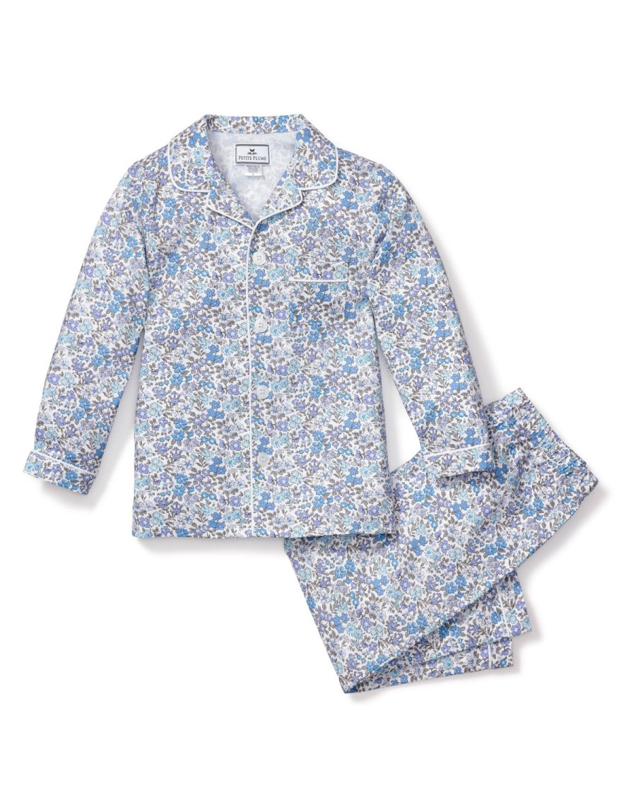 Kids Petite Plume Pajamas | Kid'S Twill Pajama Set In Fleur D'Azur