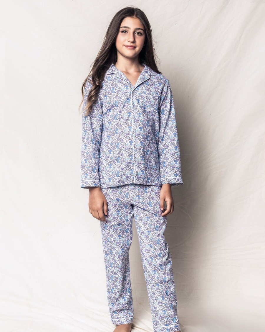 Kids Petite Plume Pajamas | Kid'S Twill Pajama Set In Fleur D'Azur