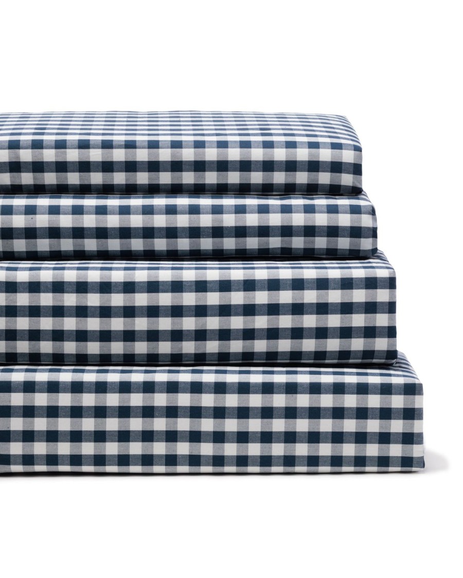 Home Petite Plume Sheets | Luxe Premium Cotton Navy Gingham Bed Sheets