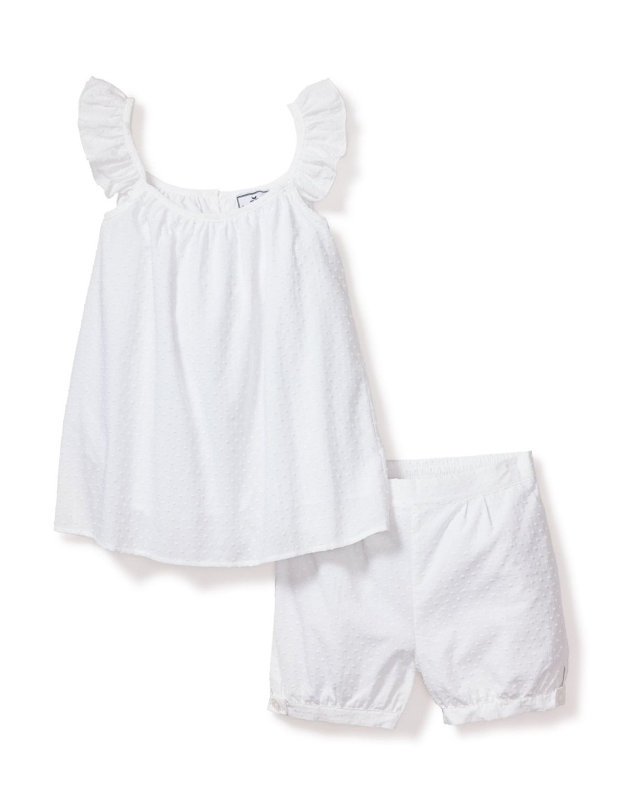 Kids Petite Plume Daywear | Girl'S Swiss Dots Short Set In White