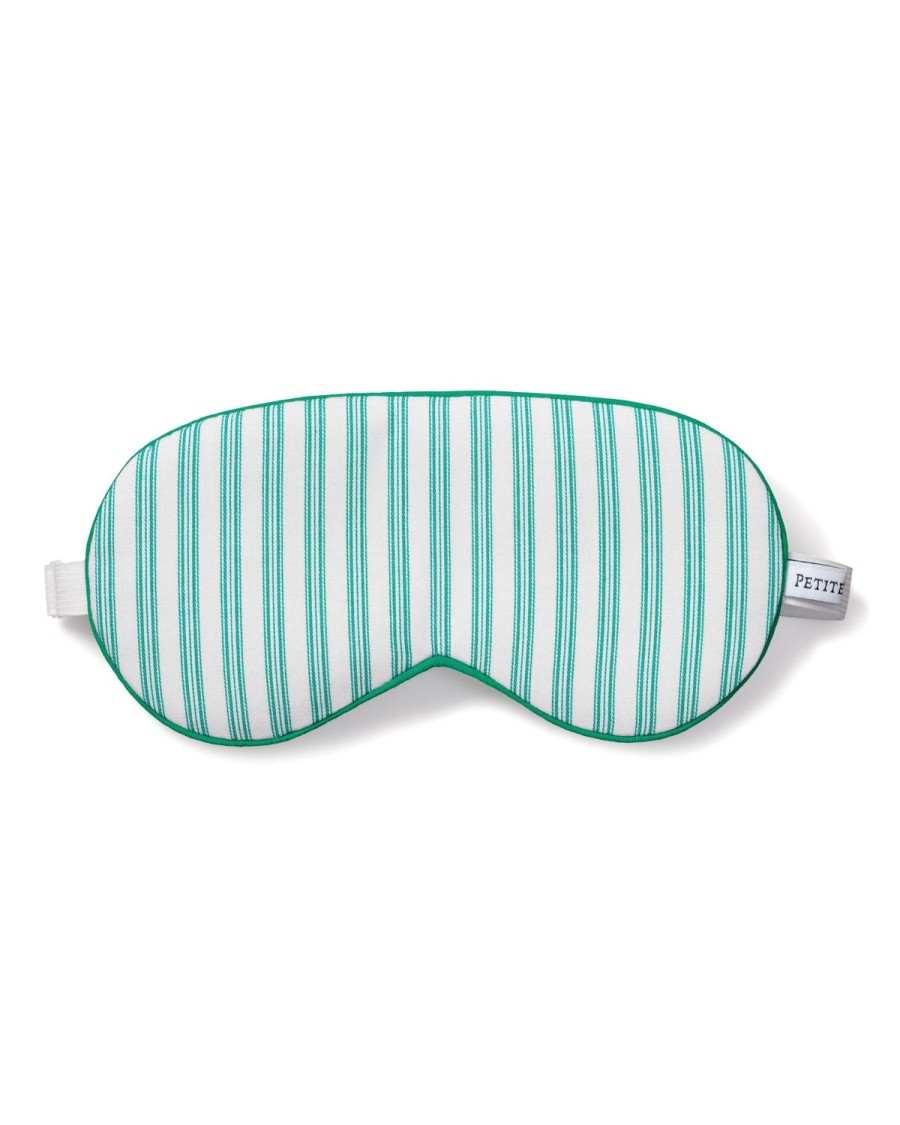 Men Petite Plume | Adult'S Sleep Mask In Emerald Ticking