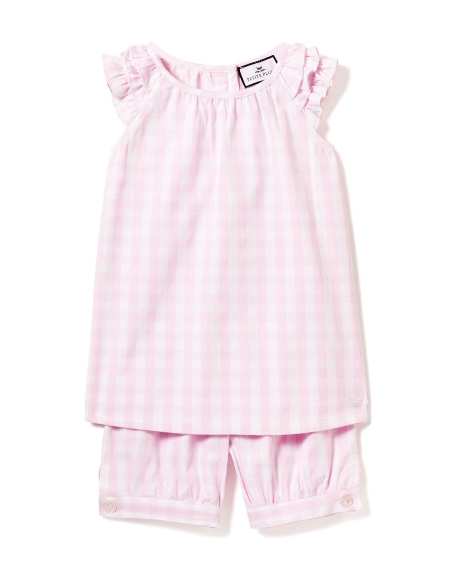 Kids Petite Plume Pajamas | Kid'S Twill Amelie Short Set In Pink Gingham