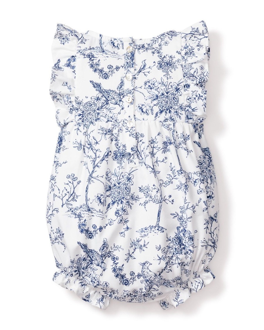 Kids Petite Plume Rompers | Baby'S Twill Ruffled Romper In Timeless Toile