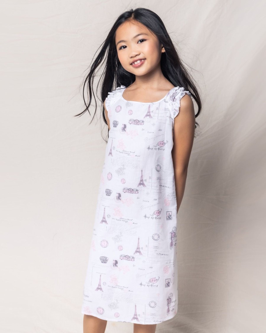 Kids Petite Plume Nightgowns | Girl'S Twill Amelie Nightgown In Paris Musings