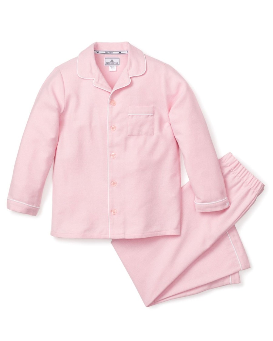 Kids Petite Plume Pajamas | Kid'S Flannel Pajama Set In Pink