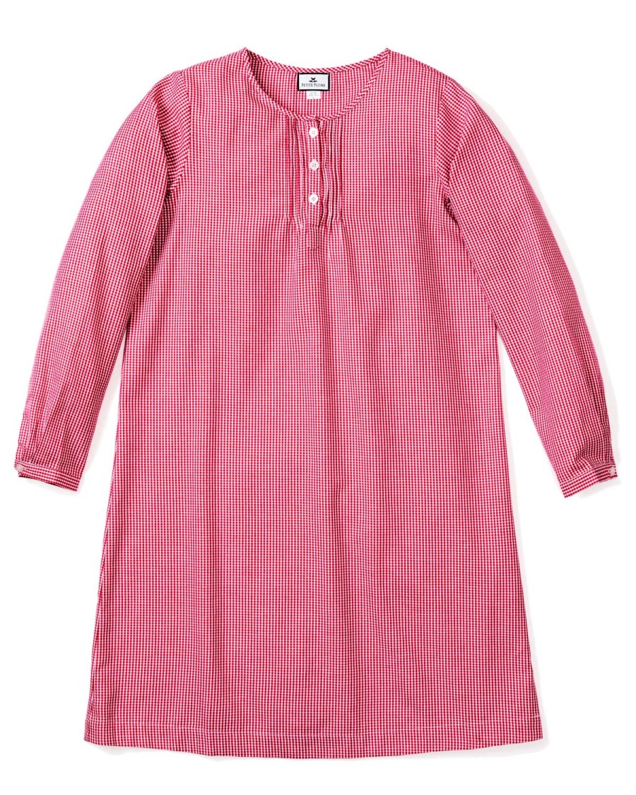 Women Petite Plume | Women'S Flannel Beatrice Nightgown In Red Mini Gingham