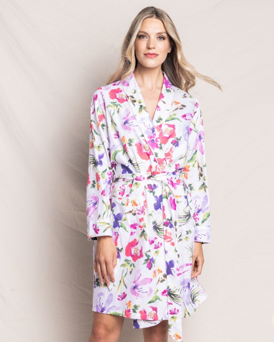 Women Petite Plume | Women'S Twill Robe In Gardens Of Giverny