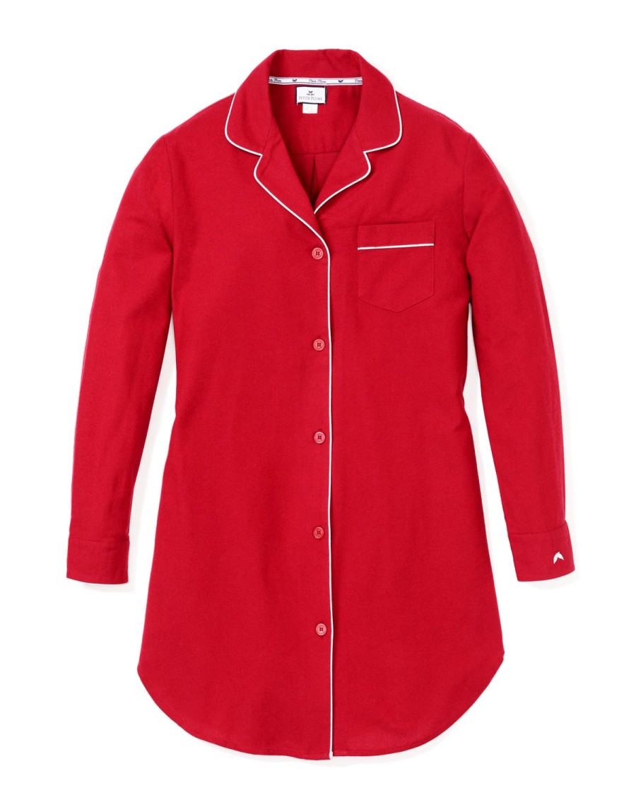 Women Petite Plume | Women'S Flannel Nightshirt In Red