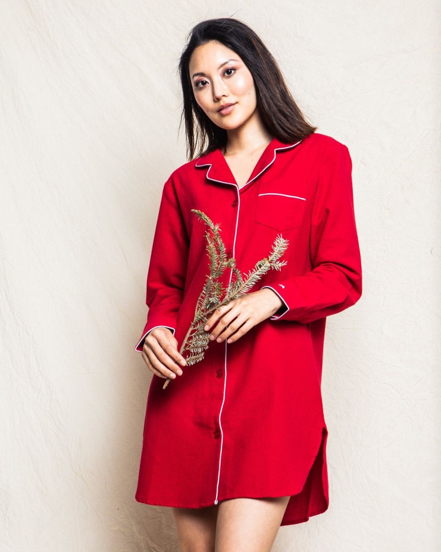 Women Petite Plume | Women'S Flannel Nightshirt In Red