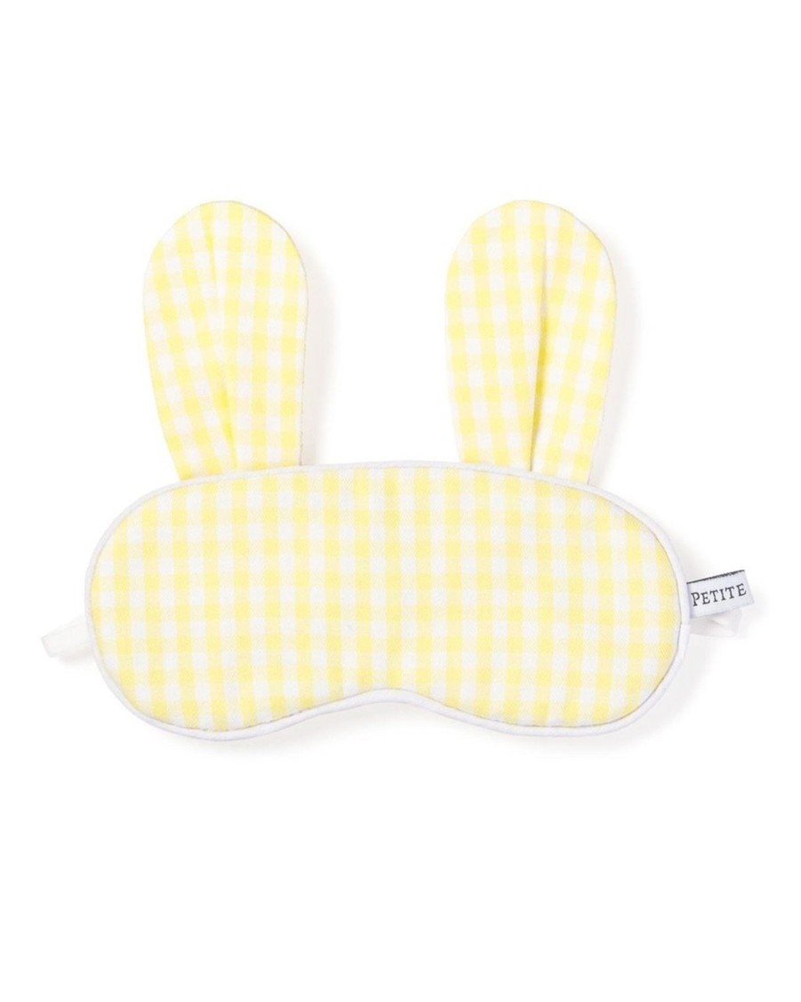 Kids Petite Plume Slippers & Accessories | Kid'S Twill Bunny Sleep Mask In Yellow Gingham