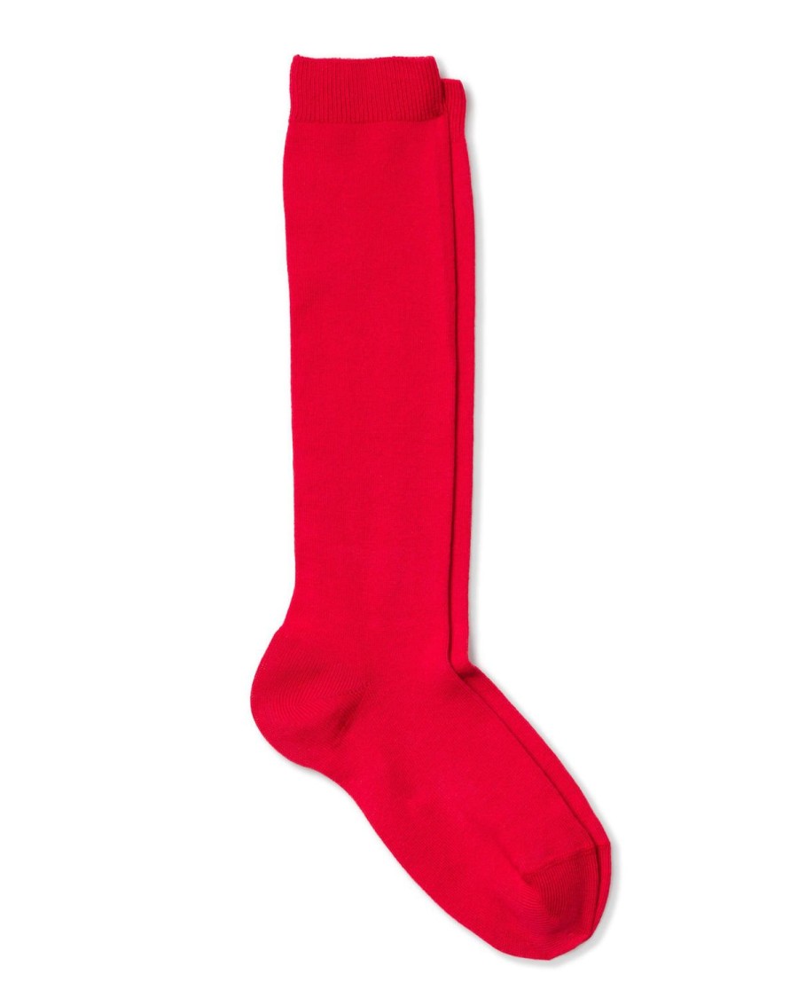 Kids Petite Plume Slippers & Accessories | Kid'S Red Prim Knit Knee-High Socks