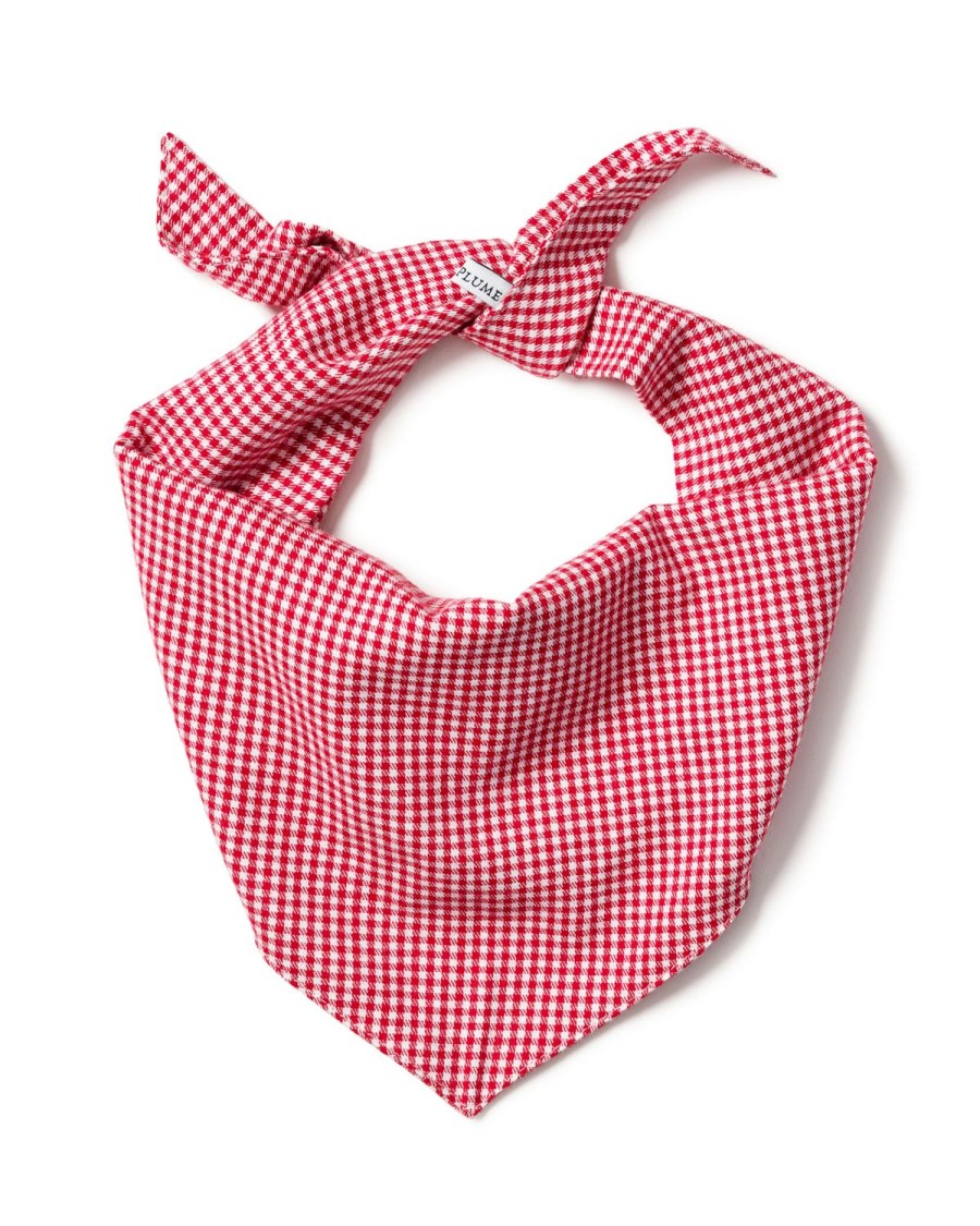 Home Petite Plume | Dog Bandana In Red Mini Gingham