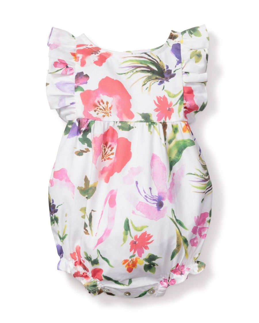 Kids Petite Plume Rompers | Baby'S Twill Ruffled Romper In Gardens Of Giverny