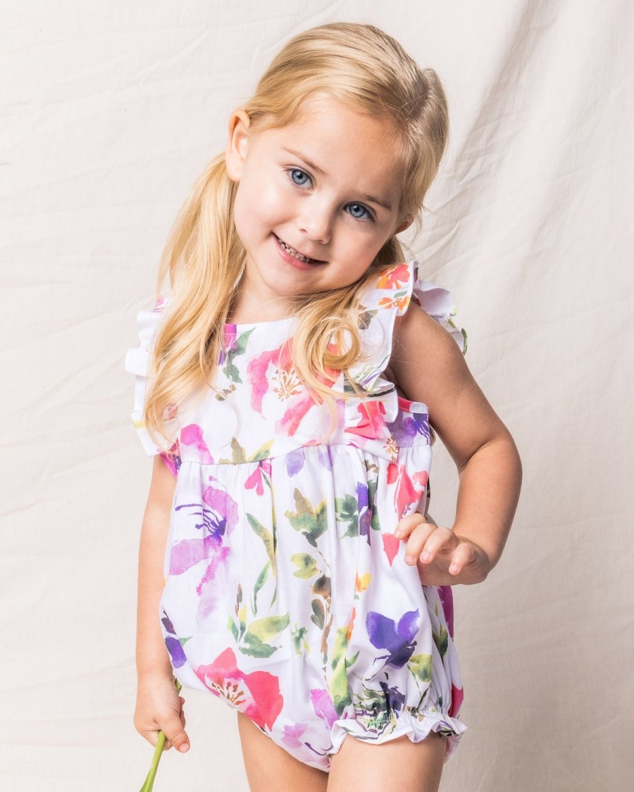 Kids Petite Plume Rompers | Baby'S Twill Ruffled Romper In Gardens Of Giverny