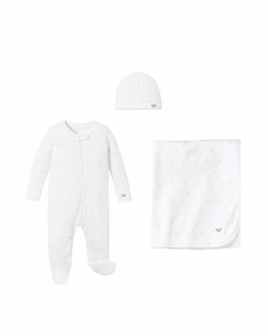 Kids Petite Plume Rompers | Welcome Home Baby Set - Grey Stars