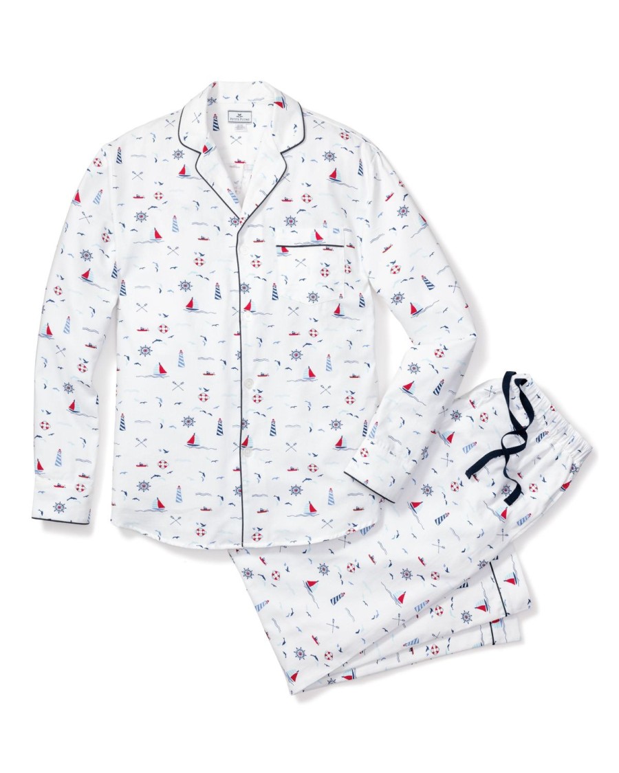 Men Petite Plume | Men'S Twill Pajama Set In Sail Away