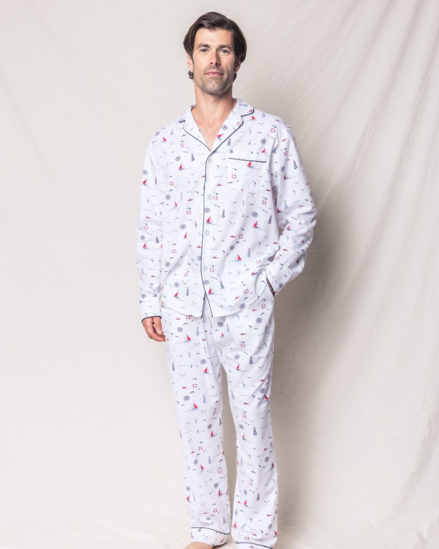 Men Petite Plume | Men'S Twill Pajama Set In Sail Away