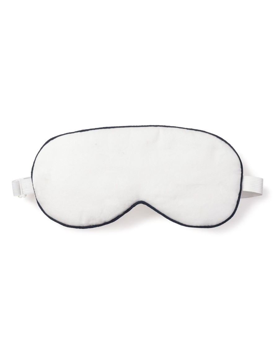 Men Petite Plume | Adult'S Sleep Mask In White With Navy Piping