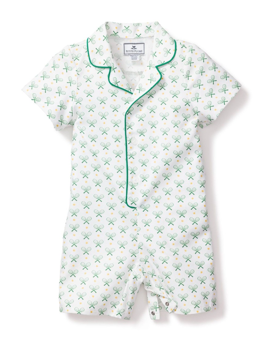 Kids Petite Plume Rompers | Baby'S Twill Summer Romper In Match Point