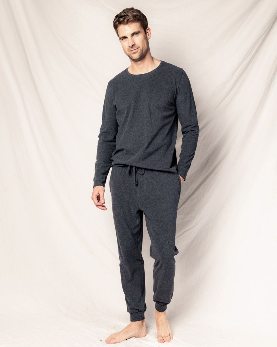 Men Petite Plume | Men'S Pima Crew Neck Long Sleeve Top In Dark Heather