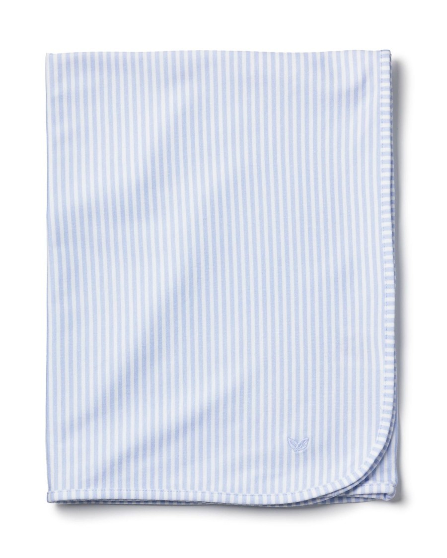 Kids Petite Plume Accessories | Pima Baby Blanket In Blue Stripes